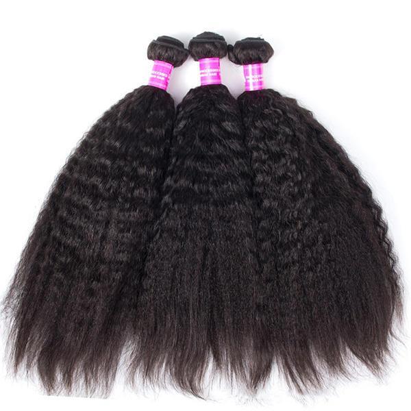 shopping פיאות ותוספות שיער 1 Bundle Kinky Straight 100% Brazilian Human Virgin Hair Extension Weave Bundles Nature Color