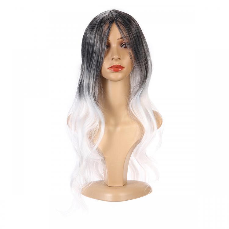 shopping פיאות ותוספות שיער 26'' Women Ombre Black Red Full Wig Ladies Long Curly Wavy Wig Hair Cosplay