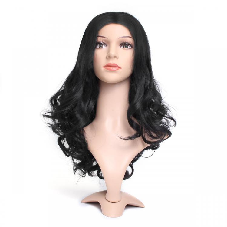 shopping פיאות ותוספות שיער 24'' Lady Wavy Full Lace Front Wig Plucked Fashion Black Hair
