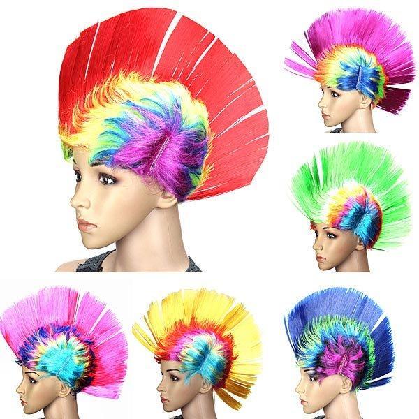 shopping פיאות ותוספות שיער Halloween Cosplay Wig Colorful Carnival Mohawk Wig Fancy Party Mohican Rocker Wigs