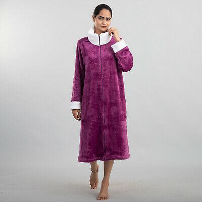 shopping מעילים וג׳קטים PASSAGE Magenta Polyester Robe with Faux Fur Trim One Size Missy Ultra Soft