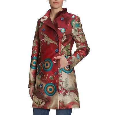 shopping מעילים וג׳קטים Desigual ABRIG JAZMINE Red Ornamented Trench Coat Size 36 38 40 42 44 46