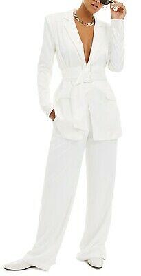 shopping מעילים וג׳קטים Danielle Bernstein Womens Blazer White US Size Medium M Satin Belted $99 027