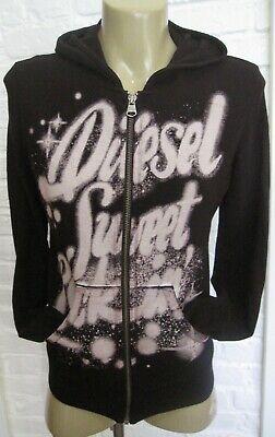 shopping מעילים וג׳קטים Diesel Sweet Rockin Zip Up Jeweled Black Hoodie Small Flash Sale