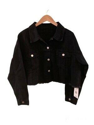 shopping מעילים וג׳קטים ROMWE Distress Button Front Pocket Cropped Jacket- Black. Size S