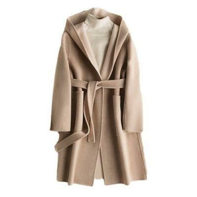 shopping מעילים וג׳קטים Women Alpaca Wool Cashmere Coat Reversible Fashion Warm Hooded Overcoat Jacket L