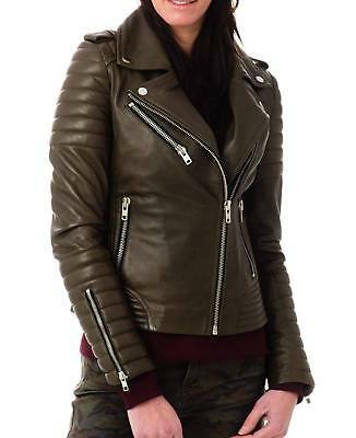 shopping מעילים וג׳קטים NOORA Women Leather Jacket Slim Fit Biker Motorcycle lambskin Leather BS-195