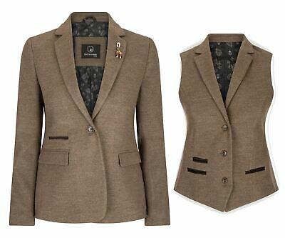 shopping מעילים וג׳קטים Blazer ou gilet femme veste marron clair style vintage avec empiècement