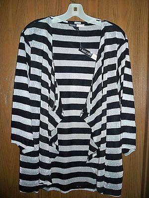 shopping מעילים וג׳קטים Focus Lifestyle Black and Silver Striped Cardigan-Gorgeous!!