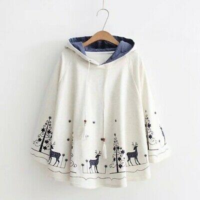 shopping מעילים וג׳קטים Damen Kapuze Kordelzug Top Dolmanärmel Ärmel Outwear Reh Bedruckt Schal Weiß