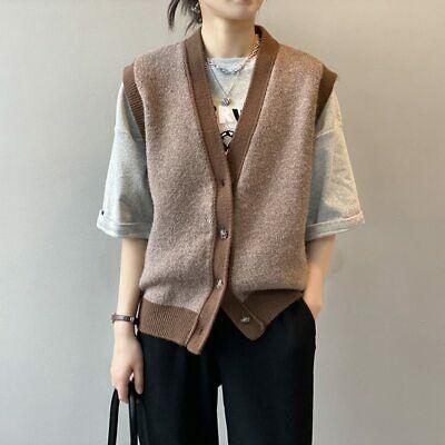 shopping מעילים וג׳קטים Johnature 2021 Spring Summer New V-neck Knitting Sleeveless Women Vests Casual