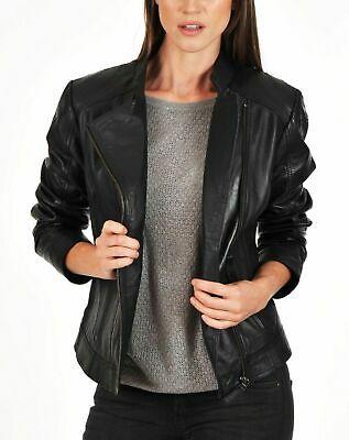 shopping מעילים וג׳קטים Cuero Negro Chaqueta Mujer Ajustado Genuino Piel de Cordero Invierno / TK