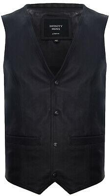 shopping מעילים וג׳קטים Mens Black Hide Leather Waistcoat Casual Classic Formal Traditional Gilet Vest