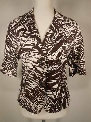 shopping מעילים וג׳קטים Beautiful Women's 16 Coldwater Creek Brown Floral SS Fitted Button Blazer Jacket