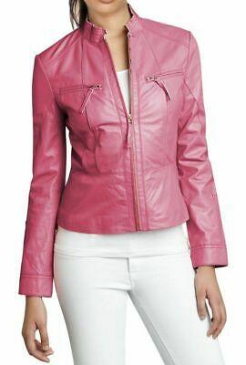 shopping מעילים וג׳קטים Hot Damen Echt Lammleder Jacke Echtes Leder Pink Modisch Biker Mantel - WJ160