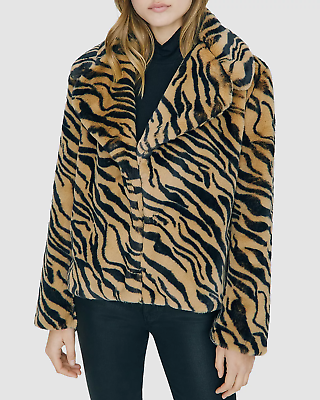 shopping מעילים וג׳קטים $384 Sanctuary Women's Brown Zebra Print Faux Fur Jacket Overcoat Coat Size L