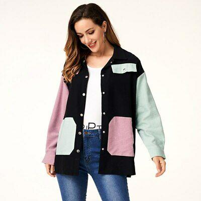 shopping מעילים וג׳קטים MAI&FUN Women Casual Coat Pocket Side Button Up Colorblock Knit Coat