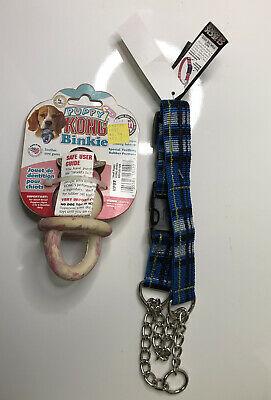 shopping ציוד לחיות מחמד NEW Puppy Dog Kong Binkie Toy & Large Blue Plaid Choke Collar Bundle