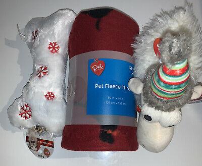 shopping ציוד לחיות מחמד Pet Central - Pet Fleece Throw, Shep DG Toy, Snow Flake Bone - 3 Piece Lot