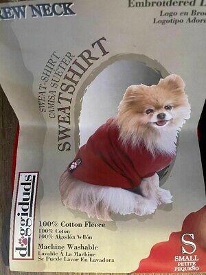 shopping ציוד לחיות מחמד Vo-Toys Doggiduds Dog 100% Cotton & Fleece Red Crew Neck Sweatshirt 10" Small