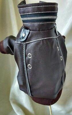 shopping ציוד לחיות מחמד FAUX LEATHER DOG COAT JACKET XS SMALL DOGS Brown Toy Breeds