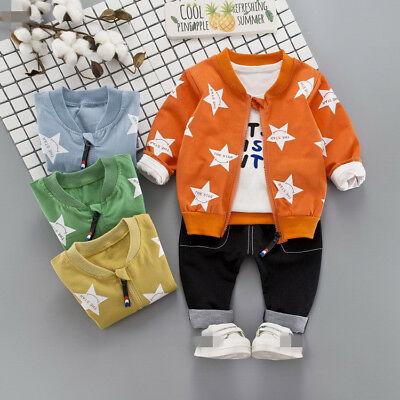 shopping אופנה ילדים 3pcs Toddler Baby Boy Girl Coat+T shirt+Long Pants Outfits&Set kids clothes