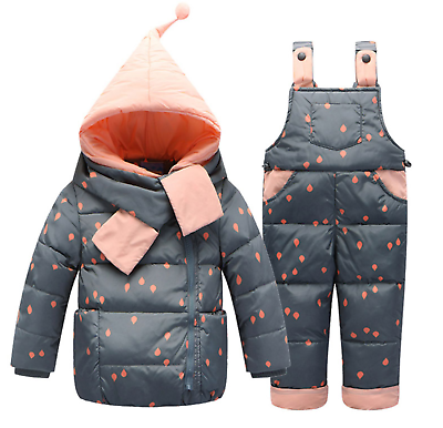 shopping אופנה ילדים 2017 Children Down Clothing Sets 2 PCS Coat+Trousers Winter Kids Down Suit 3T-4T