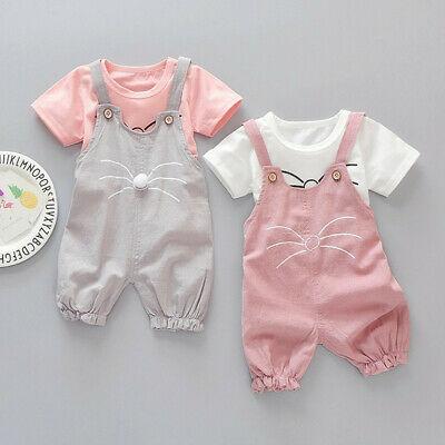 shopping אופנה ילדים Toddler Kids Baby Girls Cartoon Cat Print T-Shirt+Bodysuit Romper Outfit Clothes