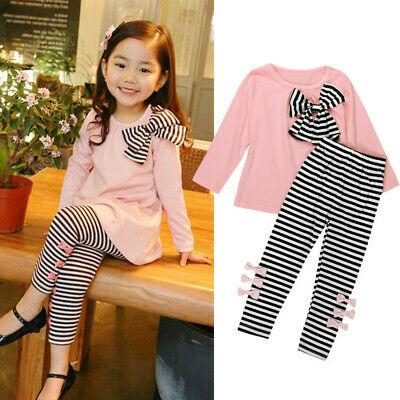shopping אופנה ילדים Toddler Kids Baby Girls 2Pcs Clothes T Shirt Tops Striped Long Pants Outfits Set