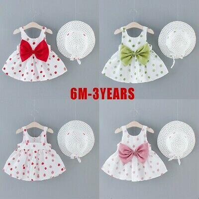 shopping אופנה ילדים Infant Toddler Baby Kids Girl Dot Print Princess Party Dress+Hat Outfits Clothes