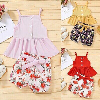 shopping אופנה ילדים Infant Kids Baby Girl Button Vest Tops Floral Bowknot Shorts Outfits Clothes