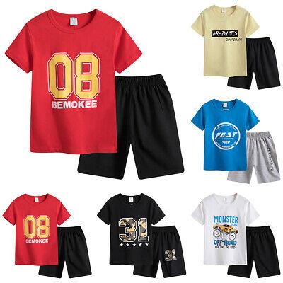 shopping אופנה ילדים Kids Boy Short Sleeve T Shirt Shorts Outfits Set Summer Sport Clothes 8-13 Years