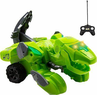 shopping רכב על שלט Rc Dinosaur Cars, 2 in 1 Transforming Dinosaur Remote Control LED Car for Kids