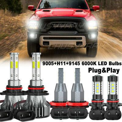 shopping חלקים לרכב For 2016-2018 Dodge RAM 1500 2500 3500 6*Led Headlight Kit+Fog light Combo Bulbs