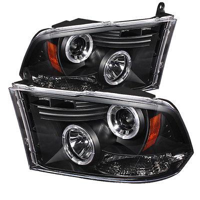 shopping חלקים לרכב Fit Dodge 2009-2016 Ram 1500 2500 3500 Black Dual Halo LED Projector Headlights